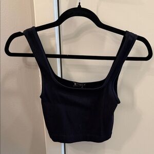 Zara Midnight Blue Ribbed Crop Top